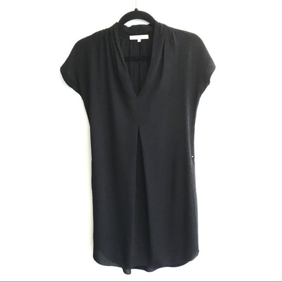 MONK & LOU Black Short Sleeve V-Neck Mini Shift Dress XXS - Picture 2 of 8